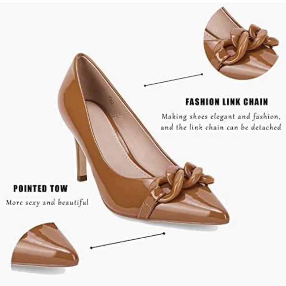 STEVE MADDEN LALETTE CHAINLINK POINTED TOE PUMP IN CAMEL - Picture 4 of 8
